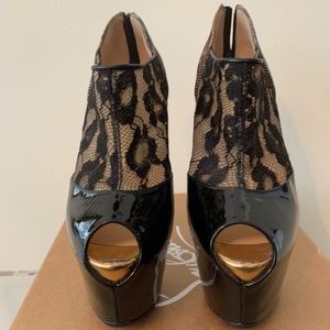 Christian Louboutin Lace Open Toe Shoe Boots